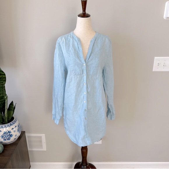 Sundance Linen Tunic Button Down - Light Blue - Picture 3 of 7